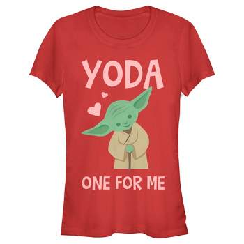 Juniors Womens Star Wars Valentine's Day Yoda One for Me Simple T-Shirt