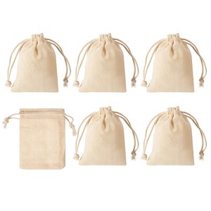 Unique Bargains Bank Coin Deposit Change Transit Bags Canvas Money Bag with Drawstring 6 Pcs - 1 of 4