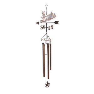 Zingz Home Iron Weathervane Wind Chime - 45X11.75X7 - Silver Rabbit - 1 of 4