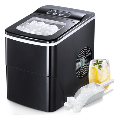 R.W.FLAME Countertop Ice Maker, producing 26.5 lbs of ice per day, makes 9 cubes in just 6 minutes, two sizes of bullet ice, includes an ice scoop
