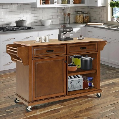 Acekool Grey Kitchen Island Cart with 2 Drawers & Spice Rack – Mobile Storage Island with Adjustable Shelves