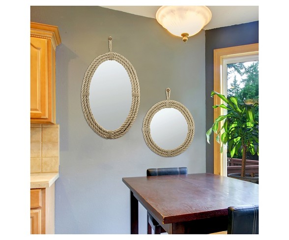 Oval Rope Decorative Wall Mirror with Loop Hanger Rope - CKK Home Decor