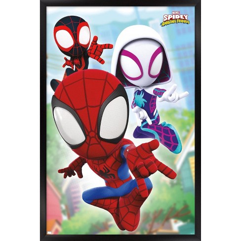 Trends International Marvel Spidey and His Amazing Friends - Webs Framed  Wall Poster Prints Black Framed Version 14.725 x 22.375
