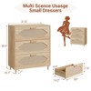 3 Drawer Rattan Dresser for Bedroom, Rattan Modern Dresser Wood Chest of Drawers, Wooden Storage Cabinets - 2 of 4