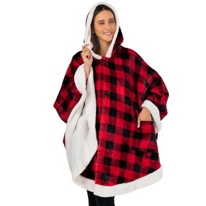 PAVILIA Angel Wrap Hooded Blanket for Women Adult, Wearable Cozy Wrap Throw Fleece Shawl Cape - 1 of 4