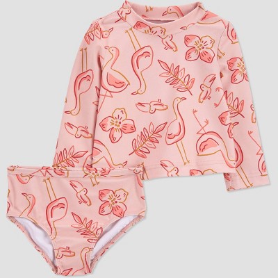 Image of Carter's Just One You® Baby Girls' 2pc Flamingo Rash Guard Set - Pink 6M