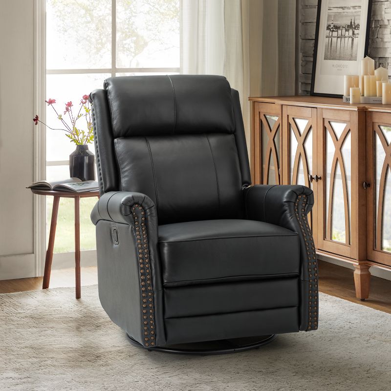 Irene 30.5" Wide Genuine Leather Manual Recliner with Rolled Arms | ARTFUL LIVING DESIGN, 3 of 14
