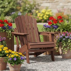 Okak Oversize Wooden Outdoor Adirondack Chair with Foldable Design, Outdoor Lounge Chair with Wide Arms, Patio Chair for Garden - 1 of 4