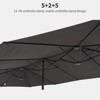 15Ft Double Canopy Patio Umbrella, Extra-Large Rectangular Sun Shade w/Handle, Market Umbrella for Garden, Backyard, Poolside, Outdoor Entertaining - 3 of 4