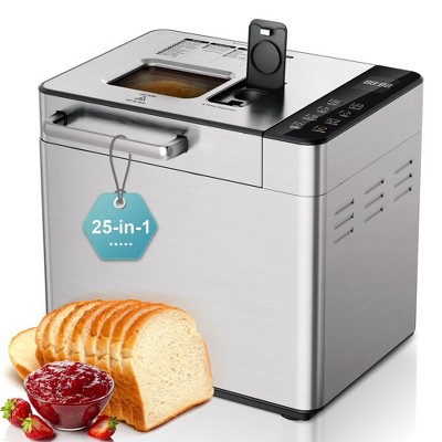 Simzlife Bread Maker, 25 in 1 Bread Maker Machine with Auto Fruit and Nut Dispenser, Fit for 3 Loaf Sizes & 3 Crust Colors