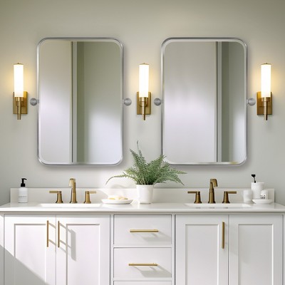 Dovelina Modern Metal Frame Rectangular Pivot Wall Mirror Bathroom ...