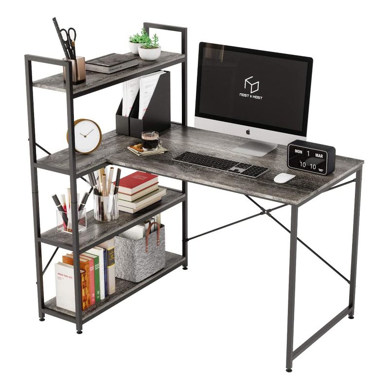 Nost & Host L Shaped Contemporary Home Office Computer Desk with Shelves, 2 of 6