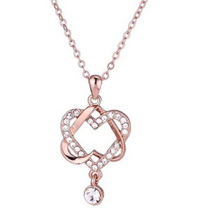 Amy and Annette 18K Rose Gold Heart Pendant Necklace with crystals - 1 of 4