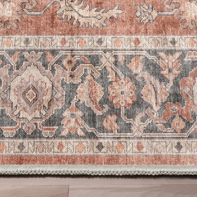 Apollo Red and Gray Oriental Chenille Area Rug