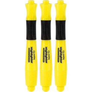 Enday Yellow Highlighters – 3-Pack Chisel Tip Desk Style Markers with Cushion Grip, Smudge-Free Fluorescent Ink for School, Office & Home Use - 1 of 4