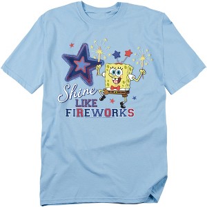 Men's Spongebob Squarepants Shine Like 4th Of July Fireworks T-Shirt - 1 of 4