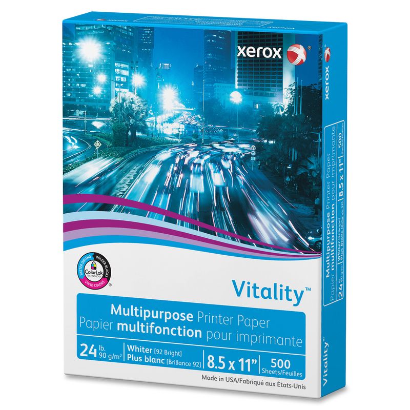 XEROX Vitality Multipurpose Printer Paper 8 1/2 x 11 White 500 Sheets/RM 3R02531, 1 of 4