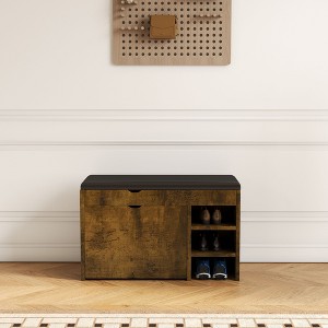 NicBex 31.49" Storage Bench Shoe Rack Bench Shoe Storage Organizer Comfortable Cushion for Entryway - 1 of 4