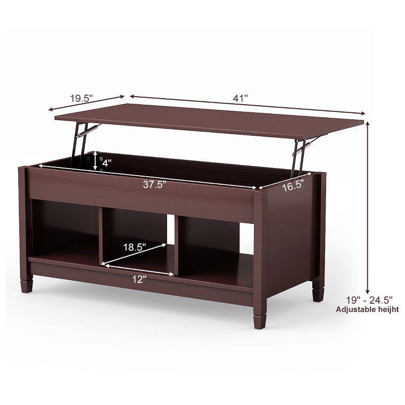Tangkula Multifunctional Modern Lift Top Coffee Table Desk Dining Furniture For Home, Living Room, Decor, 4 of 11
