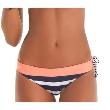 LASCANA Women's Striped Classic Bikini Swimsuit Bottom, Navy Striped, Size 12