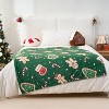 Lomsoe Green Christmas Print Flannel Blanket Soft Cozy Warm Throw Blanket Christmas Gift Blanket Throws for Couch, Bed, Living Room, Office, Travel - 4 of 4
