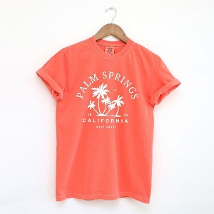 Simply Sage Market Women's Palm Springs Palm Trees Short Sleeve Garment Dyed Tee - 1 of 2