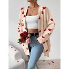 Heart Cardigan Sweater for Women Oversized Valentine Cardigan Cute Love Print Open Front Knit Sweaters Coat with Pockets - 2 of 4