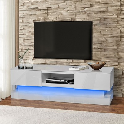 NicBex TV Stand for 65 Inch TV with LED Lights,TV Entertainment Center with 2 Drawers and Open Shelves,Modern TV Console Table for Living Room
