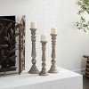 Set of 3 Whitewashed Wooden Candle Holders Brown - Olivia & May