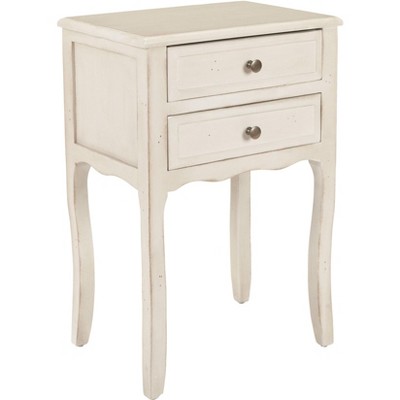 Beige Transitional Solid Poplar Rectangular End Table with Storage