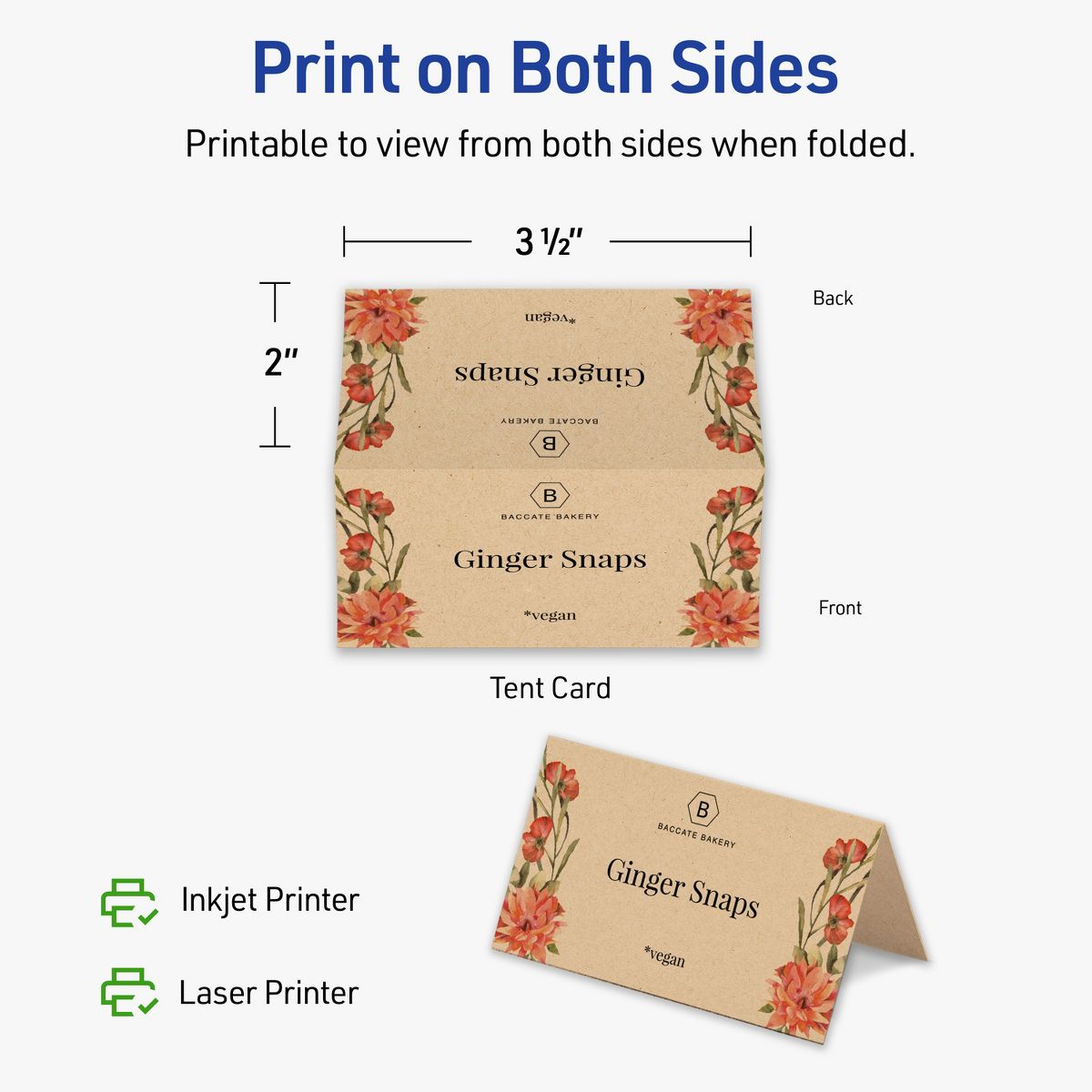 Avery Kraft Brown Tent Cards, 2" x 3-1/2" Rectangle - thumbnail 6