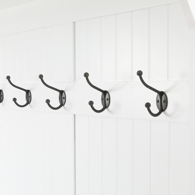 Bright White MDF Hall Tree with Storage Bench and Coat Hooks