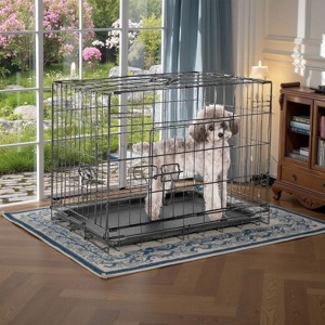 SEVOBAL Pet Crates and Houses Pet 48 Double Door Foldable Cage with Adjustable Divider Premium and Removable Tray for Home, Black, 48.4"*29.3"*31.2" - 1 of 4