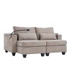 Polibi Corduroy Convertible Chaise Lounge Loveseat with USB Ports, Cup Holders, Phone Mount & Armrest Storage - 3 of 4