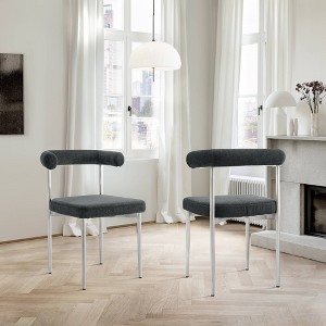 Armen Living Set of 2 Shannon Brushed Stainless Steal and Fabric Dining Chairs Charcoal - 1 of 4