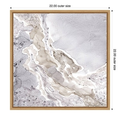 Beige and Gray Abstract Canvas Art with Maple Frame