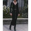 Coolmee Women's V-Neck Sweater Dress Button Down Long Sleeve Bodycon Elegant Knit Long Dresses - 4 of 4
