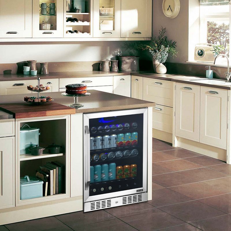 Newair 24" Built-in or Freestanding 177 Can Beverage Fridge with Precision Digital Thermostat, Adjustable Shelves, 4 of 7
