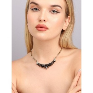 SOHI Women's Onyx Black Party Stone Statement Necklace - 1 of 4