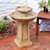 Sunnydaze 28"H Electric Polyresin 2-Tier Beveled Flower Outdoor Bird Bath Water Fountain - 4 of 4