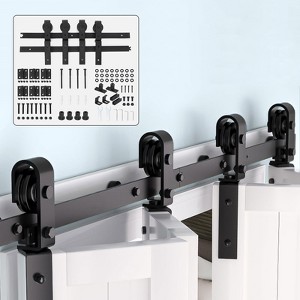 Sliding Door Hardware - Bi-Folding Track Kit for 2/4 Closet Doors, Heavy Duty Side Mounted Roller, Smooth Quiet Operation, Easy Install (No Door) - 1 of 4