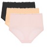 Agnes Orinda Women's Plus Size Stretch Packs Lace High Waist Comfort Briefs - 2 of 4
