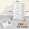 Sandinrayli 5 Drawer Dresser, White Tall Dresser for Bedroom, Closet Wood Storage with Steel Handles, White - 3 of 4