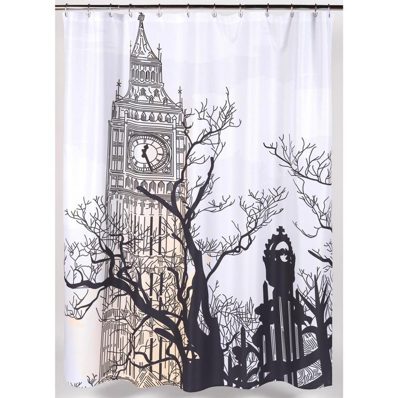 Carnation Home Fashions "Big Ben" Heavier Weight 100% polyester Fabric shower curtain - Multi 70x72", 1 of 4