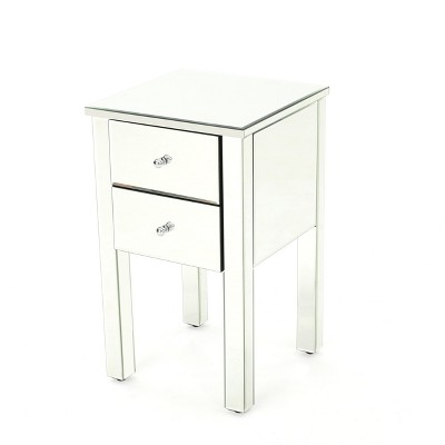 Amara 2 Drawer Side Table Mirror Finished - Christopher Knight Home