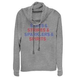 Juniors Womens Lost Gods Fourth of July  Sparklers & Spirits Cowl Neck Sweatshirt - 1 of 3