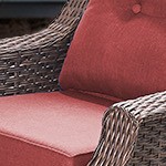 brown wicker/red cushion