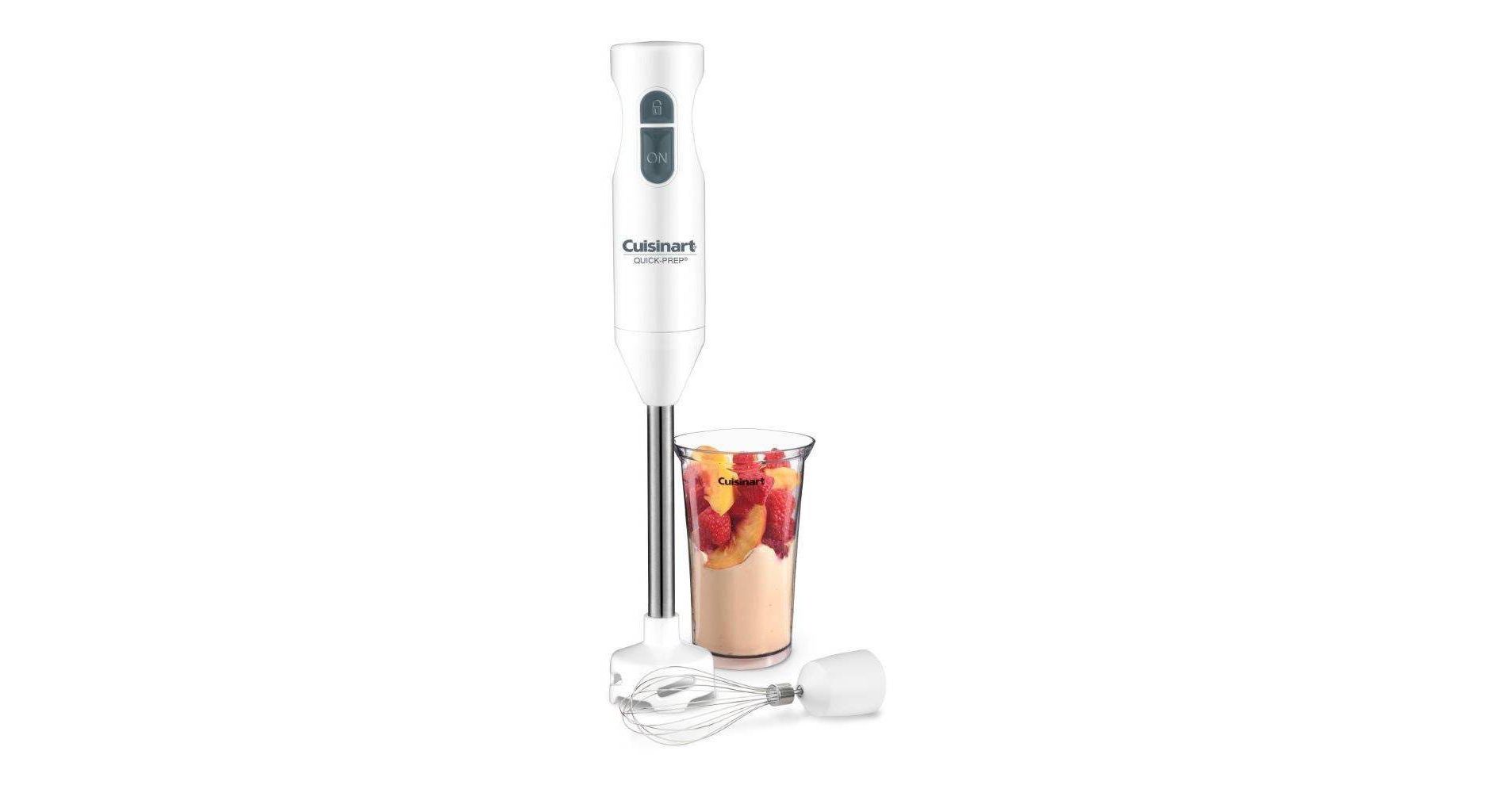 Cuisinart Quick-Prep Single-Speed Hand Blender - White - CHB-60TG: 250W Immersion Blender, Handheld Mixer, Stainless Steel