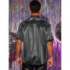 INSPIRE CHIC Men's Metallic Holographic Roll-up Sleeves Button Down Shiny Disco Party Shirts - 3 of 4