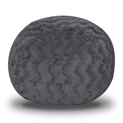 GlasFlength Bean Bag Seats Comfortable Premium Faux Fur Lounge Chair with Dual Layer Foam for Living Room Bedroom, Gray, 45"*45"*30"